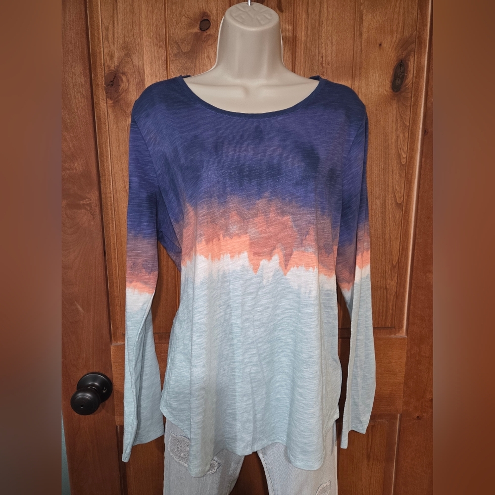 Sonoma Blue and Orange Gradient Long Sleeve‎ Top